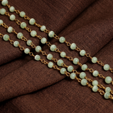 1 Mtr, 4mm Round Glass Cats Eye Beaded Chain