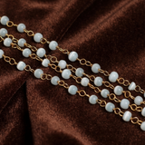 1 Mtr, 4mm Round Glass Cats Eye Beaded Chain