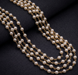 3mm Acrylic Pearl Beaded Chain Silver Plated  in Long Lasting Brass Wire For Jewellery Making and Crafts Work