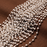 3mm Acrylic Pearl Beaded Chain Silver Plated  in Long Lasting Brass Wire For Jewellery Making and Crafts Work