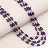 1 Mtr, 9x4mm Purple Oval Glass Beaded Chain