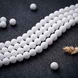 5 Strings, 6mm Matte Finish Round Glass Beads
