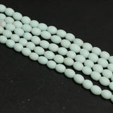 5 Strings White Matte Finish Oval Glass Beads 10x8 MM