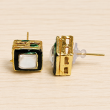 10 Pcs, 11mm Square Kundan Earring Studs