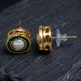 10 Pcs, 11mm Round Kundan Earring Studs