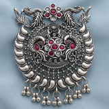 German Silver Royal Peacock Filigree Pendant
