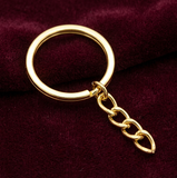 10 Pcs, 3 Cm Golden Key Chain With Flat Rings