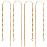 4 Pcs Brass Stud Earring , with Loop, Ear Threads Real 18K Gold Plated, 72.5mm