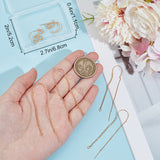 4 Pcs Brass Stud Earring , with Loop, Ear Threads Real 18K Gold Plated, 72.5mm