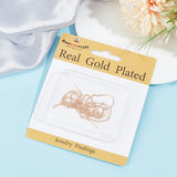 4 Pcs Brass Stud Earring , with Loop, Ear Threads Real 18K Gold Plated, 72.5mm