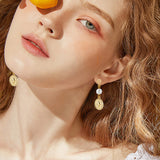 4 Pcs Flat Round Brass Stud Earring, with Loops and 2 Pairs Ear Nuts, Real 18K Gold Plated, 4mm