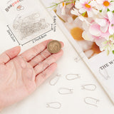 50 Pcs Brass Hoop Earring Findings, Kidney Ear Wire, Real Platinum Plated, 25x11.5mm