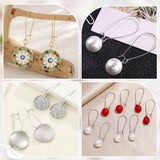 50 Pcs Brass Hoop Earring Findings, Kidney Ear Wire, Real Platinum Plated, 25x11.5mm