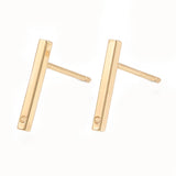 4 Pcs Brass Stud Earring Findings Real 18K Gold Plated 12.5x1.5mm
