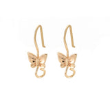 4 Pcs Brass Earring Hooks Ear Wire Butterfly Real 18K Gold Plated 20x8mm