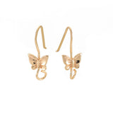 4 Pcs Brass Earring Hooks Ear Wire Butterfly Real 18K Gold Plated 20x8mm
