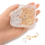 8 Pcs, 15x10mm,2 Colors Brass Leverback Earring Findings, with Horizontal Loops, Lead Free and Cadmium Free, Golden & Silver.