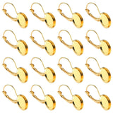 10Pcs Brass Leverback Earring Flat Round Settings Golden 25x14mm