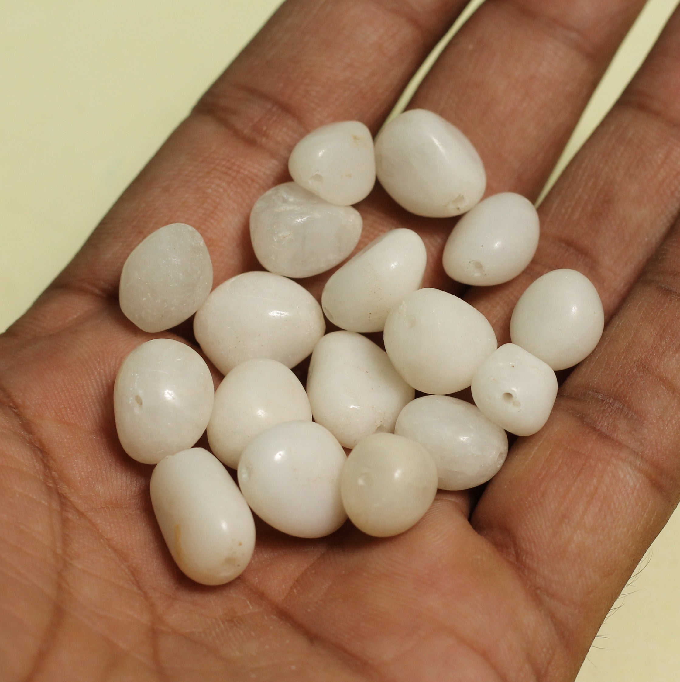 50 Pcs Tumble White Onyx Stone Beads 8-14 mm