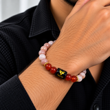 Taurus Red Agate & Pink Stone Zodiac Bracelet