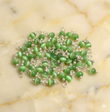 200 Pcs, 4mm Cats Eye Loreal Beads Tube Silver Plated