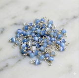 200 Pcs, 4mm Cats Eye Loreal Beads Tube Silver Plated