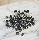 200 Pcs, 4mm Glass Loreal Beads Metallic Black Tube Silver Plated