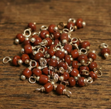 200 Pcs, 4mm Glass Loreal Beads Brown Tube Silver Plated