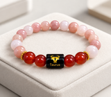 Taurus Red Agate & Pink Stone Zodiac Bracelet