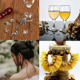 1 Set Brass Wine Glass Charm Rings Hoop Earrings, Silver