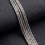 50 Gm Metal Hammered Rectangle Tube Beads Silver 4x2 mm