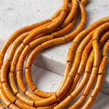 50 Pcs, Glass Marble Twisty Tube Beads Orange