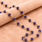 1 Mtrs, 3mm Glass Beads Chain Blue
