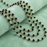 Glass Round Beaded Chain Black 4mm
