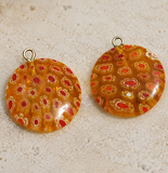 20 MM Millefiori Glass Coin pendant Orange