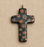 30x20 MM Millefiori Glass Cross Pendant Dark Purple