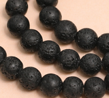 8mm Black Lava Round Beads