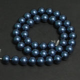 1 String, 10mm Blue Faux Round Pearl Beads