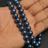 1 String, 10mm Blue Faux Round Pearl Beads