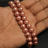 1 String, 10mm Pink Faux Round Pearl Beads Round