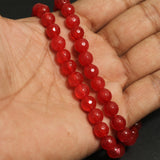 Gemstone Zed Cut Round Beads Red