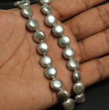 1 String, 10x5mm Taiwan Baroque Pearls Grey Flat Round