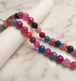 1 String 8-10mm Natural Onyx Round Faceted Beads For Jewellery Making