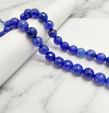 1 String 8-10mm Natural Onyx Round Faceted Beads For Jewellery Making