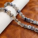 1 String 8mm Natural Onyx Round Faceted Beads For Jewellery Making