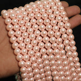 1 String, 10mm Pink Faux Round pearl Beads