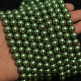 1 String, 10mm Olive Faux Round pearl Beads