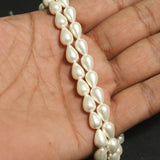 9x6 MM Natural Freshwater Drop Pearl Beads White