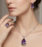 Crystal Stone Silver Plated Chain Necklace Set