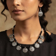 German Silver Woven Charm Necklace & Earrings